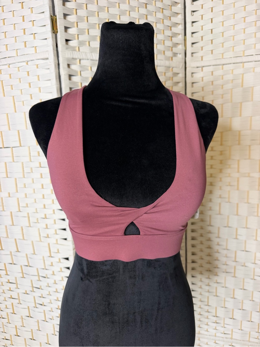 Fabletics Mauve Sports Bra with Twist Front